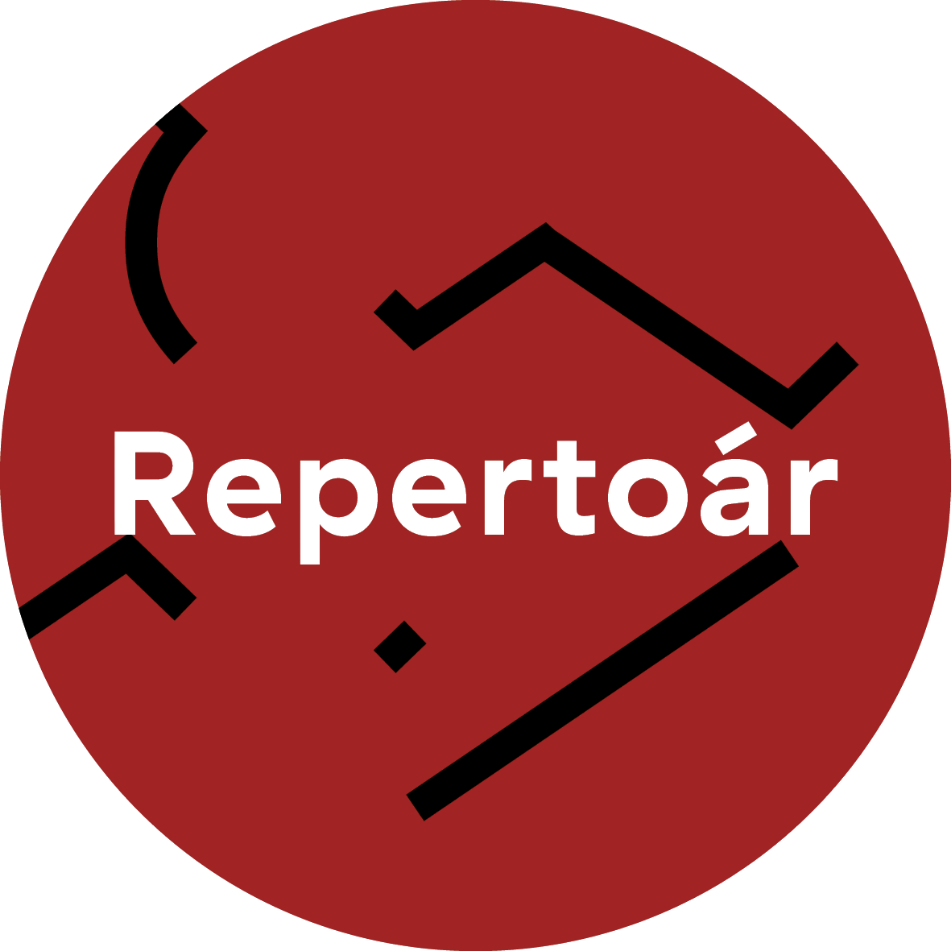 Red circular badge with black abstract lines and the word 'Repertor' in the center.